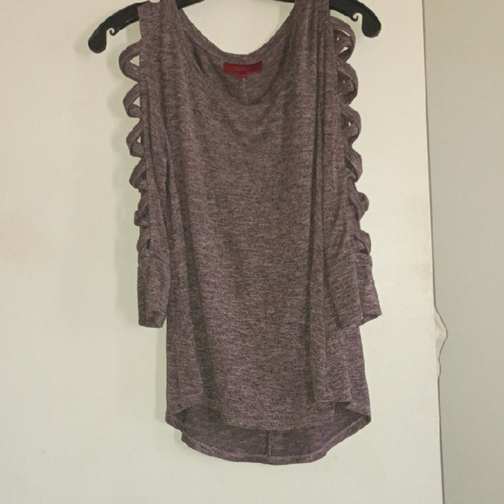 Jennifer Lopez Heathered Purple Tank Top with Cutout Sleeves
